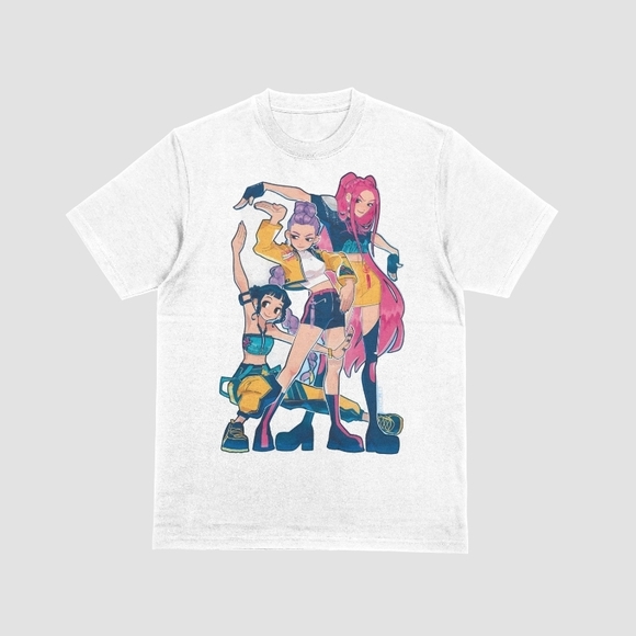 Other - White Graphic T-Shirt with Colorful Characters
